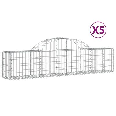 vidaXL Gabionkurver buede 5 stk 200x30x40/60 cm galvanisert jern