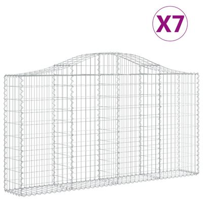 vidaXL Gabionkurver buede 7 stk 200x30x100/120 cm galvanisert jern