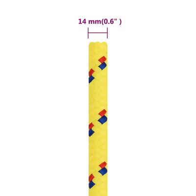 vidaXL Båttau gul 14 mm 250 m polypropylen