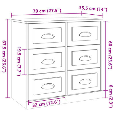 vidaXL Skjenk sonoma eik 70x35,5x67,5 cm konstruert tre