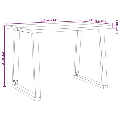 vidaXL Spisebord med naturlig kant 110x70x75 cm heltre akasie