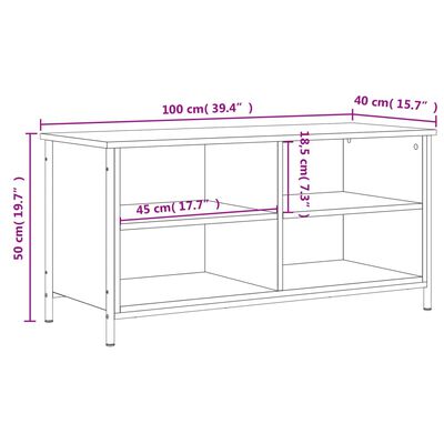 vidaXL TV-benk grå sonoma 100x40x50 cm konstruert tre