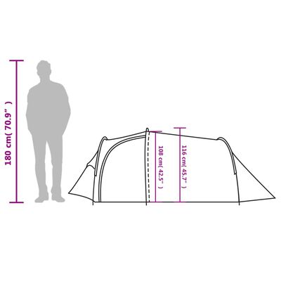 vidaXL Tunneltelt for camping 3 personer oransje vanntett