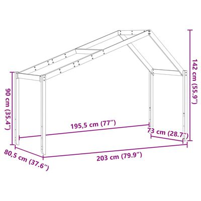 vidaXL Tak for barneseng voksbrun 203x80,5x142 cm heltre furu