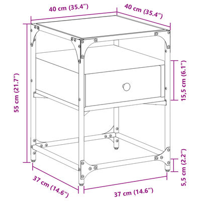 vidaXL Nattbord 2 stk sonoma eik 40x40x55 cm konstruert tre