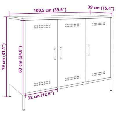 vidaXL Skjenk olivengrønn 100,5x39x79 cm stål