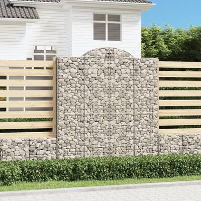 vidaXL Gabionkurver buede 8 stk 200x50x220/240 cm galvanisert jern