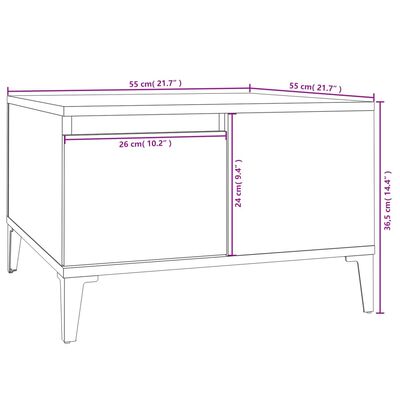 vidaXL Salongbord grå sonoma 55x55x36,5 cm konstruert tre