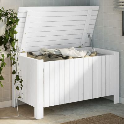 vidaXL Putekasse med lokk RANA hvit 100x49x54 cm heltre furu