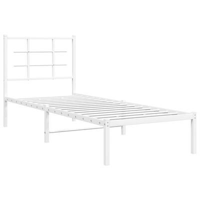 vidaXL Sengeramme i metall uten madrass med hodegavl hvit 75x190 cm