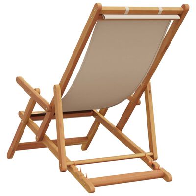 vidaXL Sammenleggbare strandstoler 2 stk beige stoff og heltre