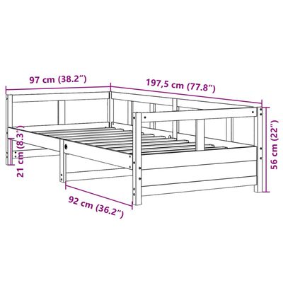 vidaXL Dagseng med madrass voksbrun 90x190 cm heltre furu