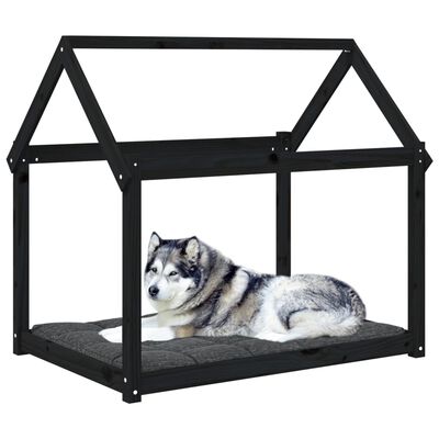 vidaXL Hundeseng svart 111x80x100 cm heltre furu