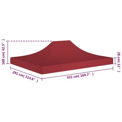 vidaXL Teltduk for festtelt 4,5x3 m burgunder 270 g/m²