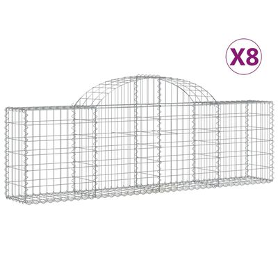 vidaXL Gabionkurver buede 8 stk 200x30x60/80 cm galvanisert jern