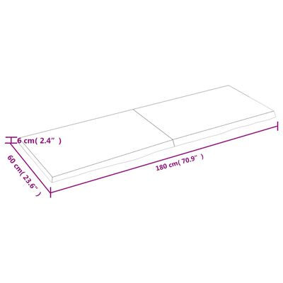 vidaXL Benkeplate til bad lysebrun 180x60x(2-6) cm behandlet heltre