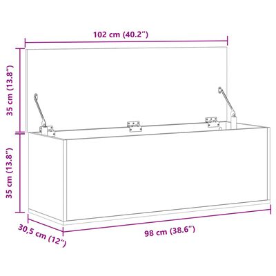 vidaXL Oppbevaringsboks grå sonoma 102x35x35 cm konstruert tre