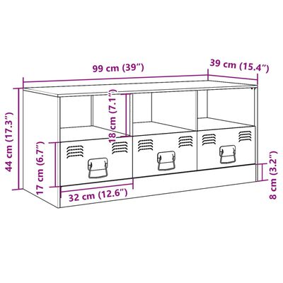 vidaXL TV-benk antrasitt 99x39x44 cm stål