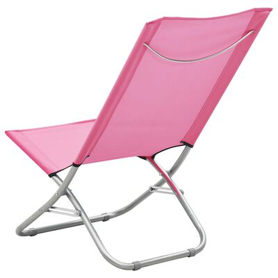 vidaXL Sammenleggbare strandstoler 2 stk rosa stoff