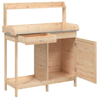 vidaXL Pottebord med skap 110,5x45x124,5 cm heltre gran