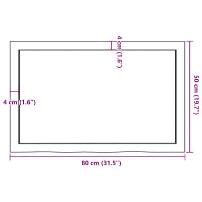 vidaXL Benkeplate til bad mørkebrun 80x50x(2-6) cm behandlet heltre