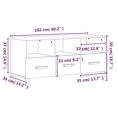 vidaXL TV-benk røkt eik 102x36x50 cm konstruert tre