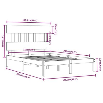 vidaXL Sengeramme heltre 160x200 cm