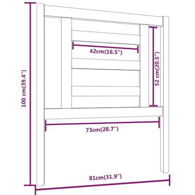 vidaXL Sengegavl hvit 81x4x100 cm heltre furu