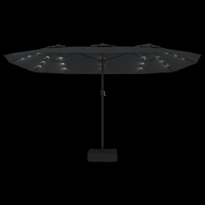 vidaXL Parasoll dobbelt hode med LED sand antrasitt 449x245 cm