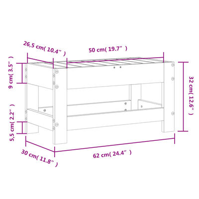 vidaXL Fotskammel til hage 62x30x32 cm impregnert furu