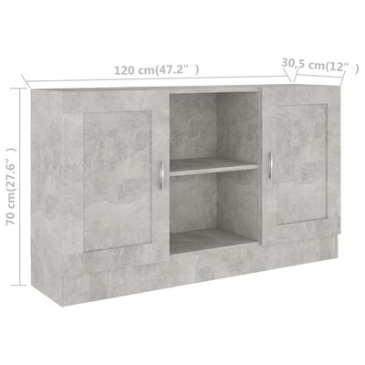 vidaXL Skjenk betonggrå 120x30,5x70 cm konstruert tre