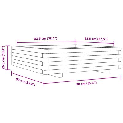 vidaXL Plantekasse hvit 90x90x26,5 cm heltre furu