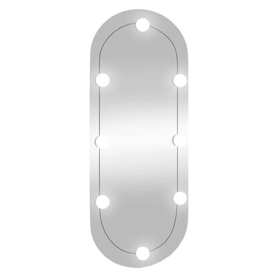 vidaXL Veggspeil med LED-lys 30x70 cm glass oval