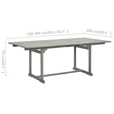 vidaXL Utendørs spisebord (150-200)x100x75 cm heltre akasie