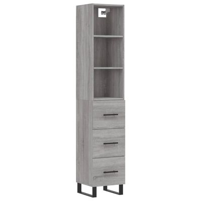 vidaXL Highboard grå sonoma 34,5x34x180 cm konstruert tre