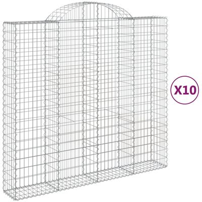 vidaXL Gabionkurver buede 10 stk 200x50x180/200 cm galvanisert jern