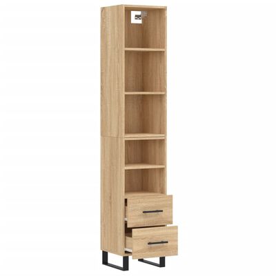 vidaXL Highboard sonoma eik 34,5x34x180 cm konstruert tre