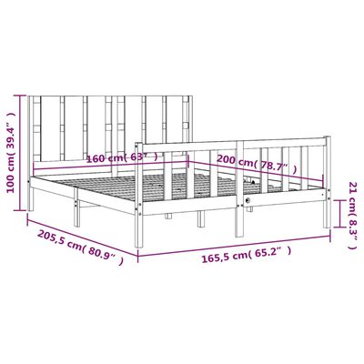 vidaXL Sengeramme med hodegavl hvit 160x200 cm heltre