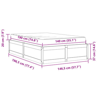 vidaXL Seng med madrass voksbrun 140x190 cm heltre furu