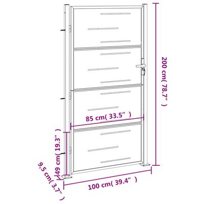 vidaXL Hageport 100x200 cm rustfritt stål