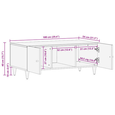 vidaXL Salongbord 100x54x40 cm heltre mango