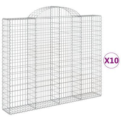 vidaXL Gabionkurver buede 10 stk 200x30x160/180 cm galvanisert jern