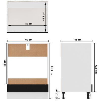 vidaXL Ovnskap svart 60x46x81,5 cm konstruert tre