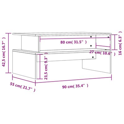 vidaXL Salongbord betonggrå 90x55x42,5 cm konstruert tre