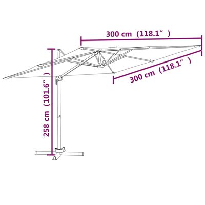 vidaXL Hengeparasoll med aluminiumsstang antrasitt 300x300 cm