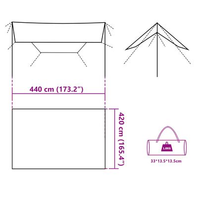 vidaXL Campingpresenning grå og oransje 420x440 cm vanntett