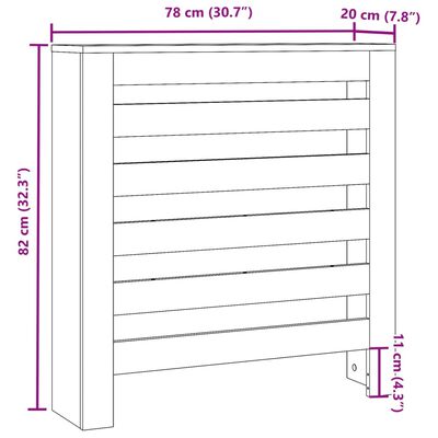 vidaXL Radiatordeksel svart 78x20x82 cm konstruert tre