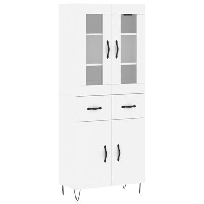 vidaXL Highboard hvit 69,5x34x180 cm konstruert tre