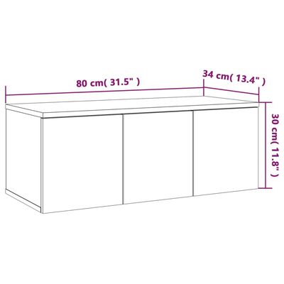 vidaXL TV-benk grå sonoma 80x34x30 cm konstruert tre