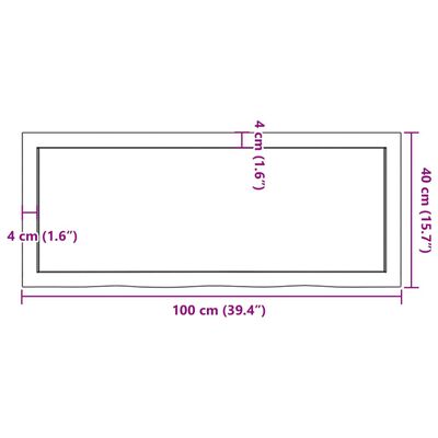 vidaXL Bordplate lysebrun 100x40x(2-4) cm behandlet heltre eik